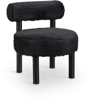 Ambre Vegan Shearling Fabric Upholstered Accent Chair in Black - 33065Black