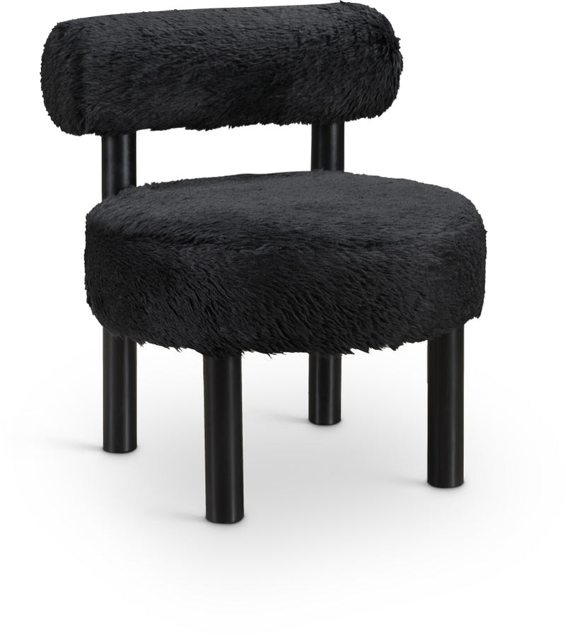 Ambre Vegan Shearling Fabric Upholstered Accent Chair in Black - 33065Black