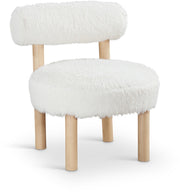 Ambre Vegan Shearling Fabric Upholstered Accent Chair in Cream - 33064Cream