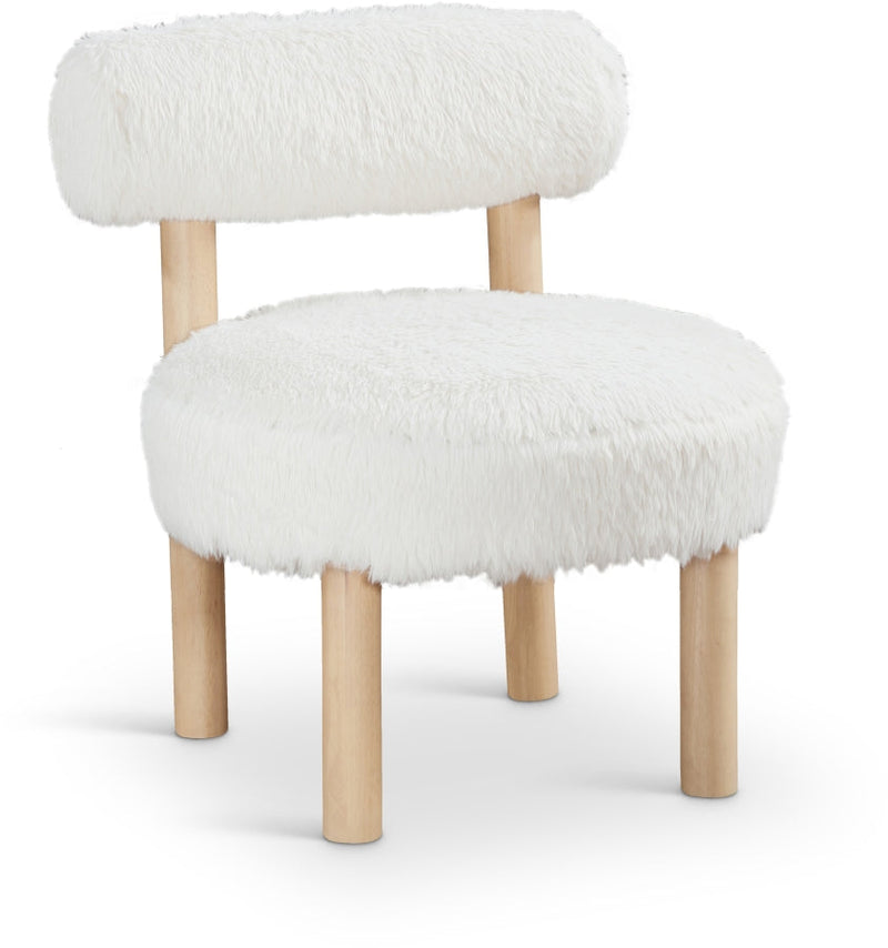 Ambre Vegan Shearling Fabric Upholstered Accent Chair in Cream - 33064Cream