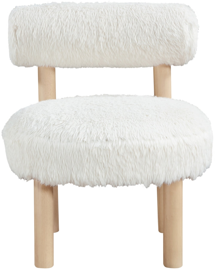 Ambre Vegan Shearling Fabric Upholstered Accent Chair in Cream - 33064Cream