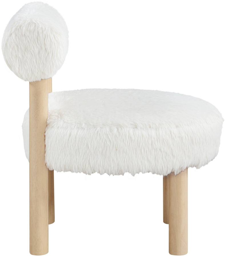 Ambre Vegan Shearling Fabric Upholstered Accent Chair in Cream - 33064Cream