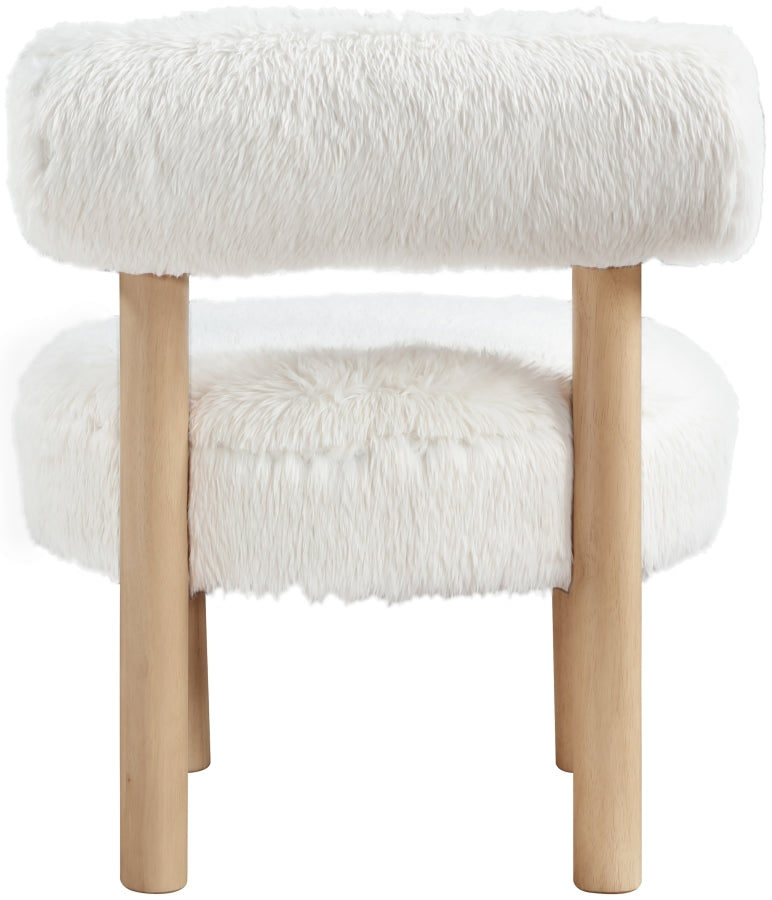 Ambre Vegan Shearling Fabric Upholstered Accent Chair in Cream - 33064Cream