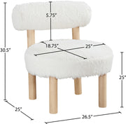 Ambre Vegan Shearling Fabric Upholstered Accent Chair in Cream - 33064Cream