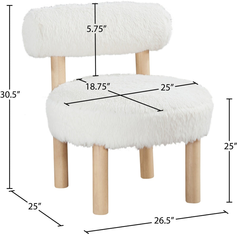 Ambre Vegan Shearling Fabric Upholstered Accent Chair in Cream - 33064Cream