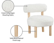 Ambre Vegan Shearling Fabric Upholstered Accent Chair in Cream - 33064Cream