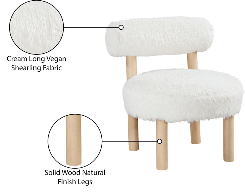 Ambre Vegan Shearling Fabric Upholstered Accent Chair in Cream - 33064Cream