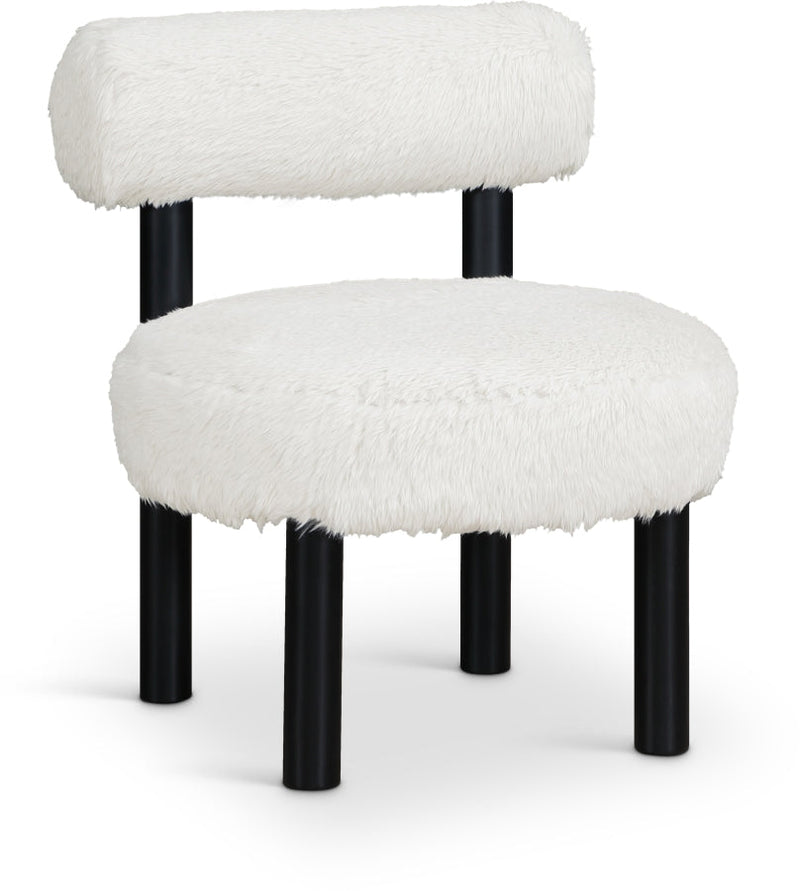 Ambre Vegan Shearling Fabric Upholstered Accent Chair in Cream - 33065Cream