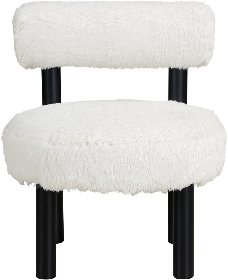 Ambre Vegan Shearling Fabric Upholstered Accent Chair in Cream - 33065Cream