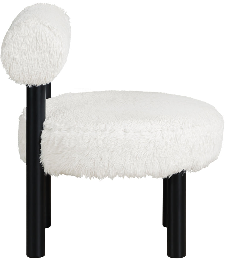 Ambre Vegan Shearling Fabric Upholstered Accent Chair in Cream - 33065Cream