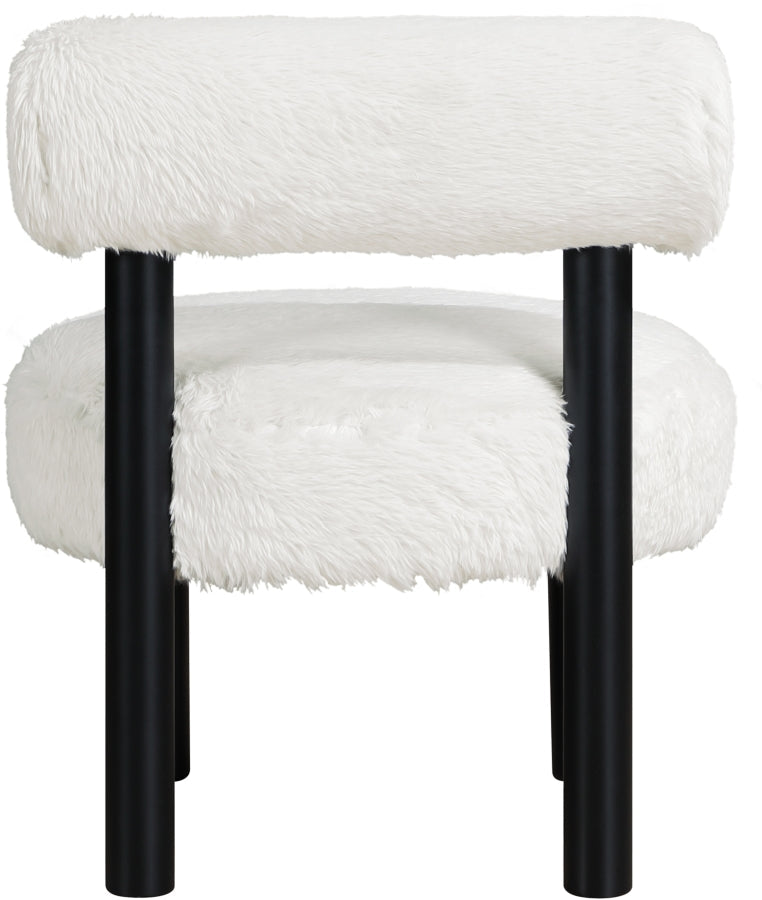Ambre Vegan Shearling Fabric Upholstered Accent Chair in Cream - 33065Cream