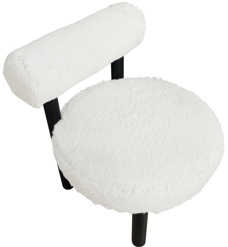 Ambre Vegan Shearling Fabric Upholstered Accent Chair in Cream - 33065Cream