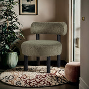Ambre Vegan Shearling Fabric Upholstered Accent Chair in Green - 33065Green