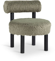 Ambre Vegan Shearling Fabric Upholstered Accent Chair in Green - 33065Green