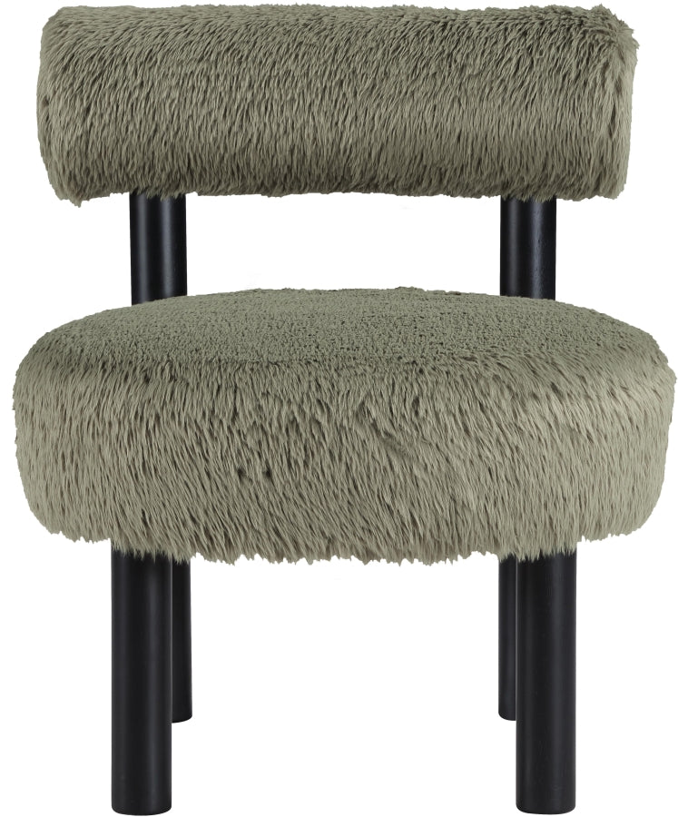 Ambre Vegan Shearling Fabric Upholstered Accent Chair in Green - 33065Green