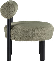 Ambre Vegan Shearling Fabric Upholstered Accent Chair in Green - 33065Green