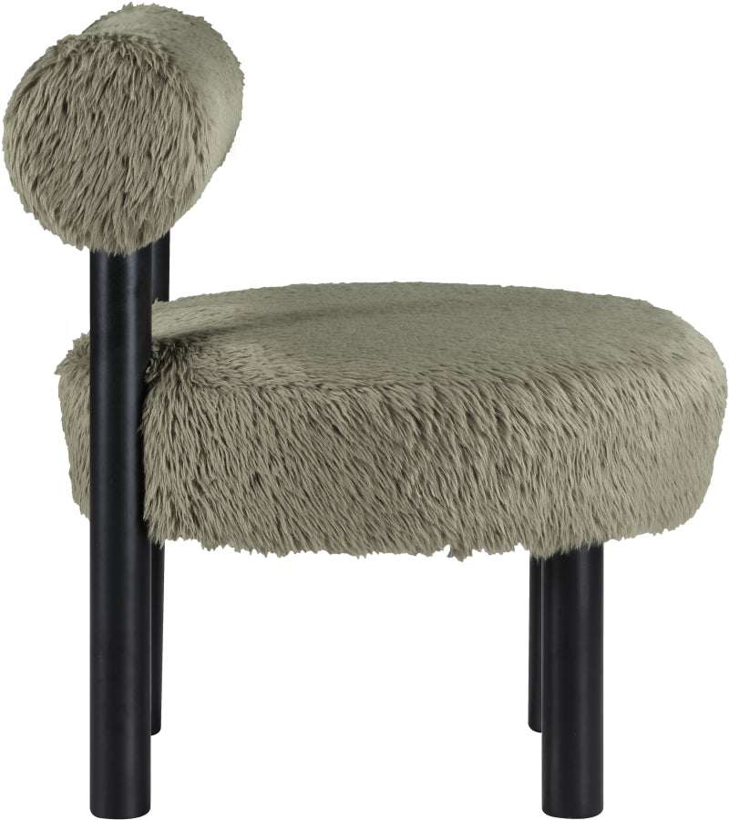 Ambre Vegan Shearling Fabric Upholstered Accent Chair in Green - 33065Green
