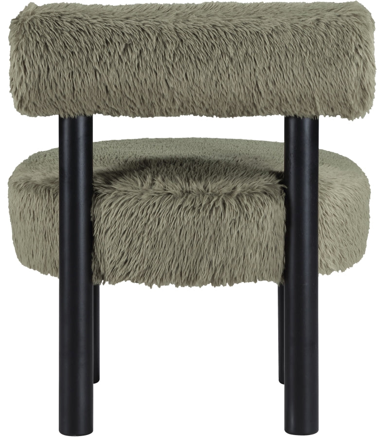 Ambre Vegan Shearling Fabric Upholstered Accent Chair in Green - 33065Green