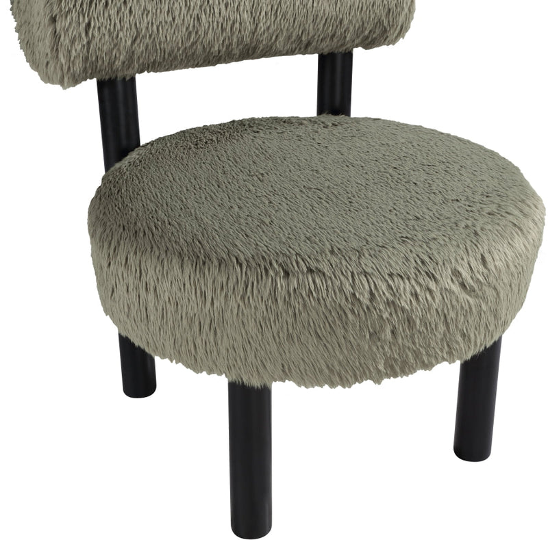 Ambre Vegan Shearling Fabric Upholstered Accent Chair in Green - 33065Green