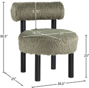 Ambre Vegan Shearling Fabric Upholstered Accent Chair in Green - 33065Green