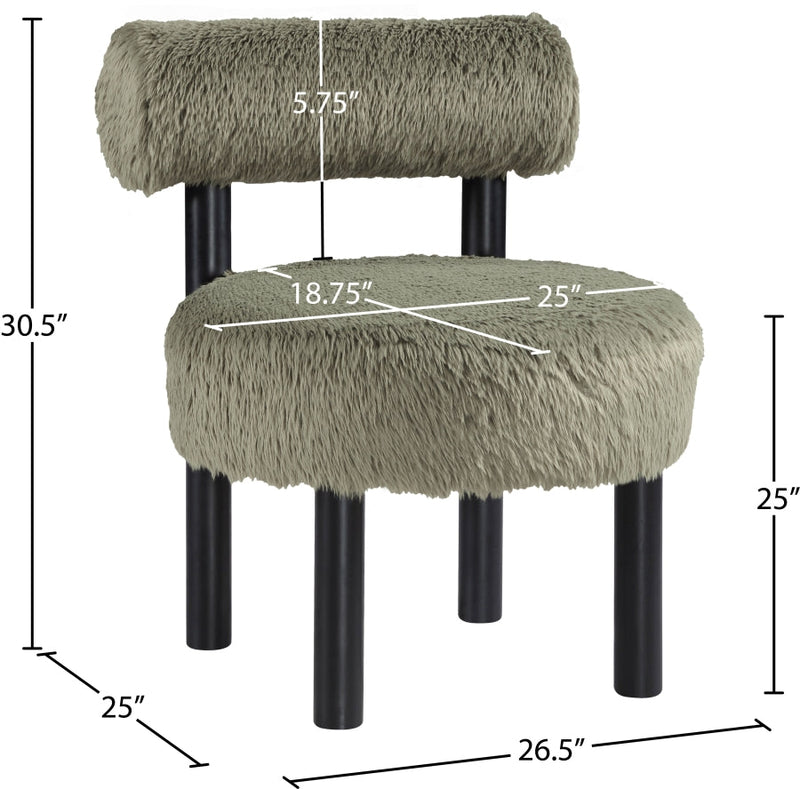 Ambre Vegan Shearling Fabric Upholstered Accent Chair in Green - 33065Green