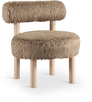 Ambre Vegan Shearling Fabric Upholstered Accent Chair in Natural - 33064Tan