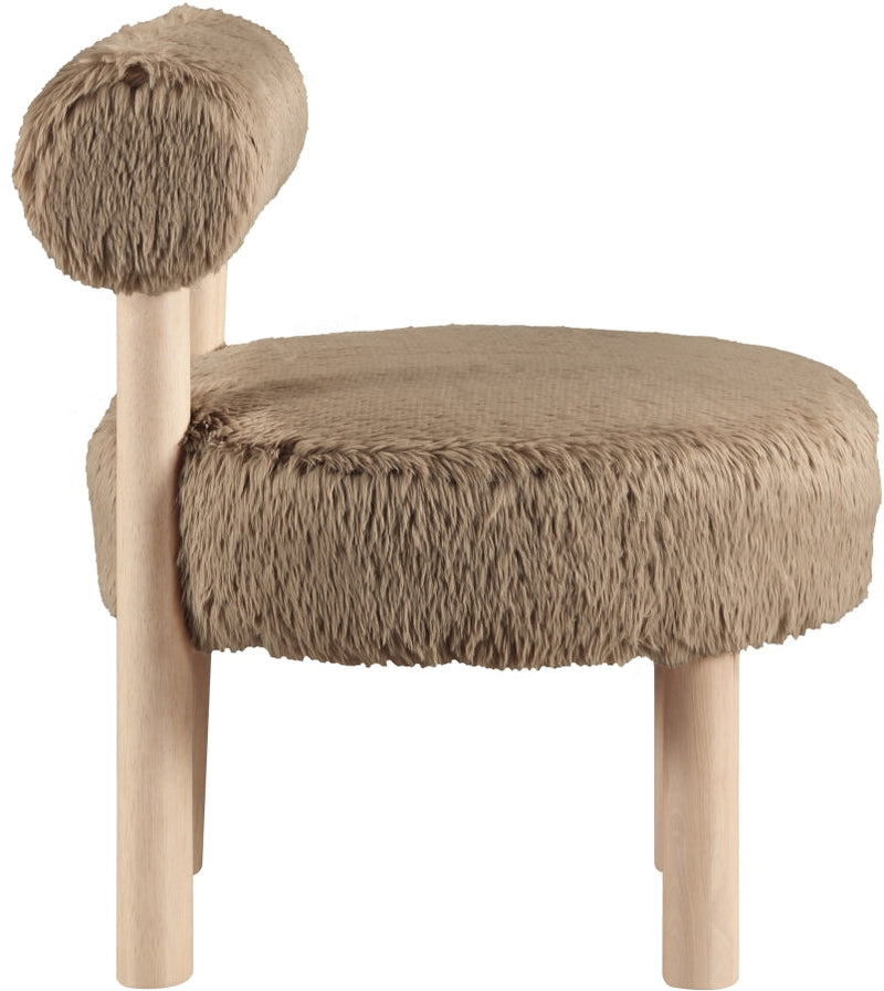 Ambre Vegan Shearling Fabric Upholstered Accent Chair in Natural - 33064Tan