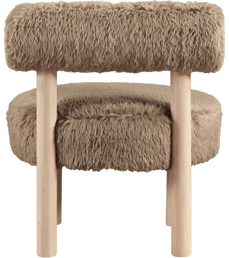 Ambre Vegan Shearling Fabric Upholstered Accent Chair in Natural - 33064Tan