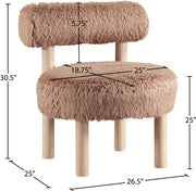 Ambre Vegan Shearling Fabric Upholstered Accent Chair in Natural - 33064Tan