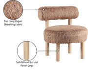 Ambre Vegan Shearling Fabric Upholstered Accent Chair in Natural - 33064Tan