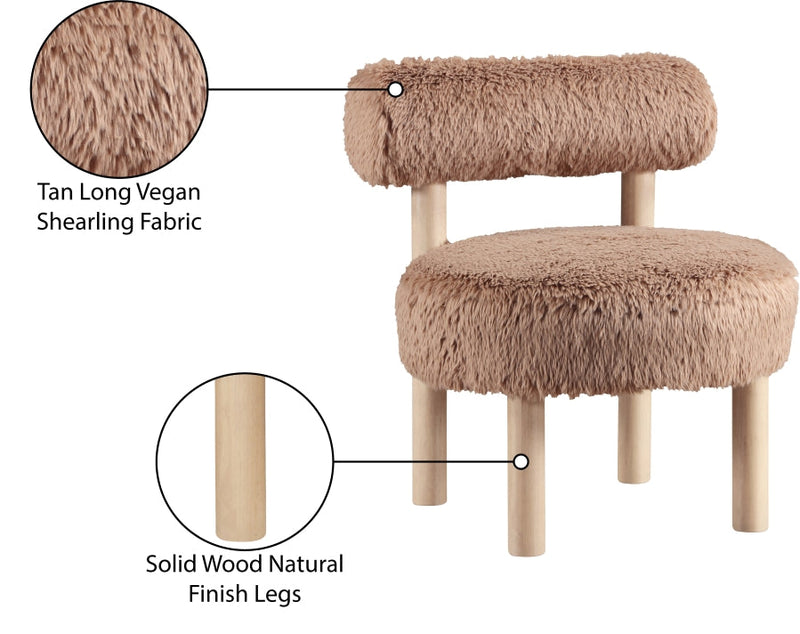 Ambre Vegan Shearling Fabric Upholstered Accent Chair in Natural - 33064Tan