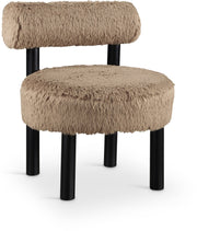 Ambre Vegan Shearling Fabric Upholstered Accent Chair in Natural - 33065Tan