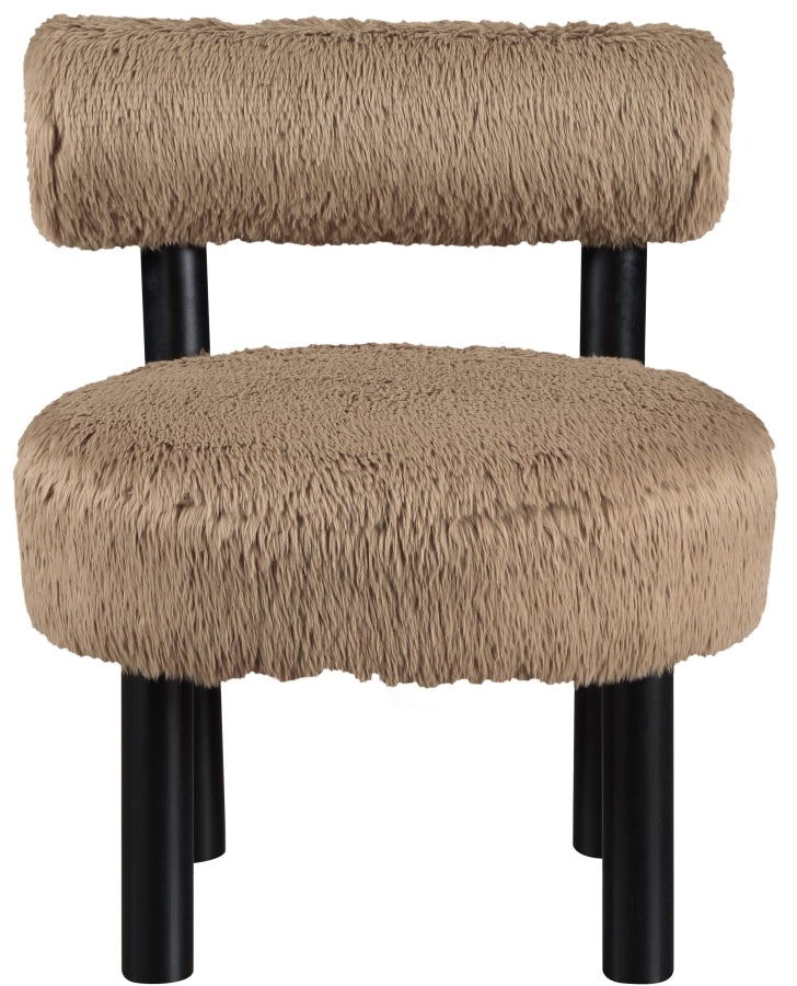 Ambre Vegan Shearling Fabric Upholstered Accent Chair in Natural - 33065Tan