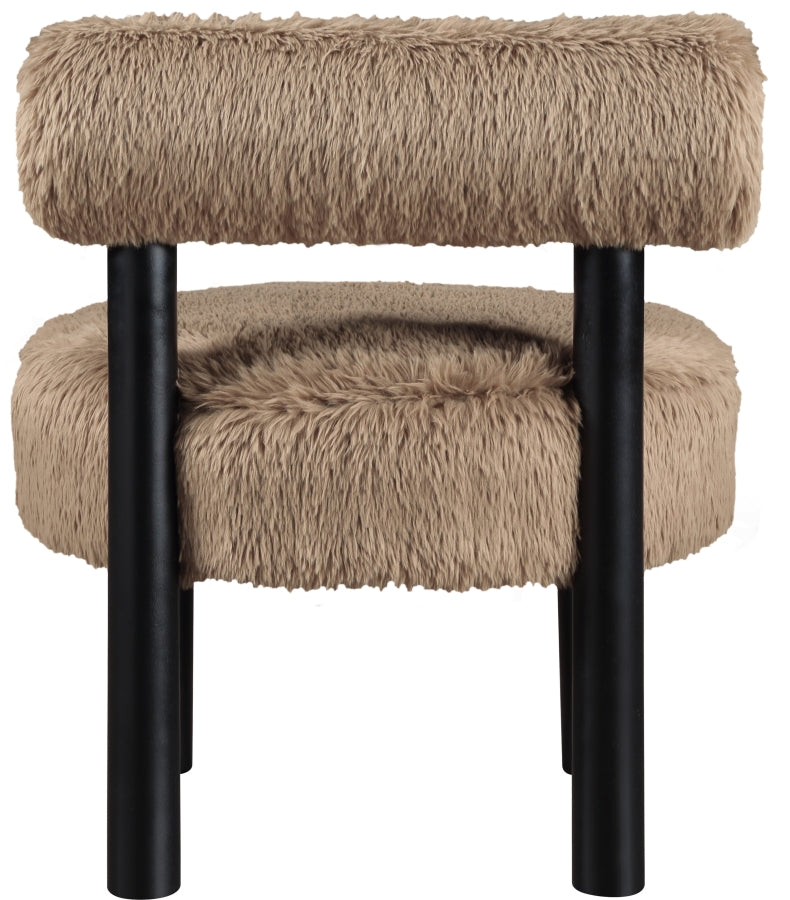 Ambre Vegan Shearling Fabric Upholstered Accent Chair in Natural - 33065Tan
