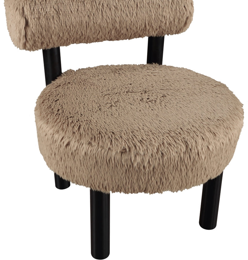 Ambre Vegan Shearling Fabric Upholstered Accent Chair in Natural - 33065Tan