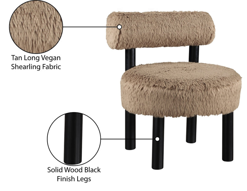 Ambre Vegan Shearling Fabric Upholstered Accent Chair in Natural - 33065Tan