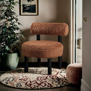 Ambre Vegan Shearling Fabric Upholstered Accent Chair in Saddle - 33065Saddle