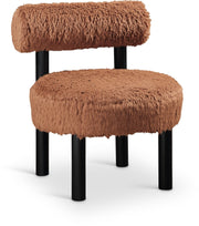 Ambre Vegan Shearling Fabric Upholstered Accent Chair in Saddle - 33065Saddle