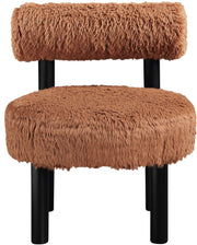 Ambre Vegan Shearling Fabric Upholstered Accent Chair in Saddle - 33065Saddle