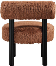 Ambre Vegan Shearling Fabric Upholstered Accent Chair in Saddle - 33065Saddle