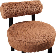 Ambre Vegan Shearling Fabric Upholstered Accent Chair in Saddle - 33065Saddle
