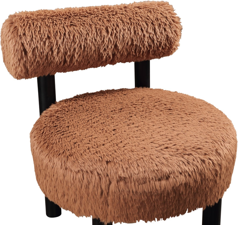 Ambre Vegan Shearling Fabric Upholstered Accent Chair in Saddle - 33065Saddle