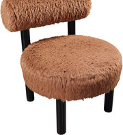 Ambre Vegan Shearling Fabric Upholstered Accent Chair in Saddle - 33065Saddle