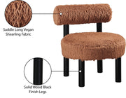 Ambre Vegan Shearling Fabric Upholstered Accent Chair in Saddle - 33065Saddle