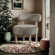 Ambre Vegan Shearling Fabric Upholstered Accent Chair in Taupe - 33064Taupe