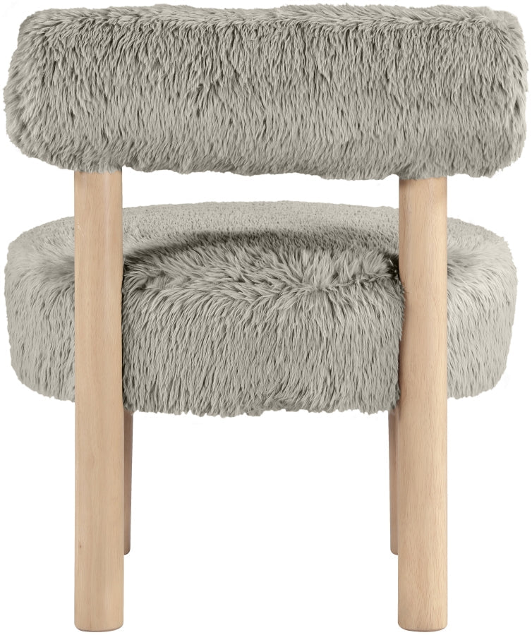 Ambre Vegan Shearling Fabric Upholstered Accent Chair in Taupe - 33064Taupe