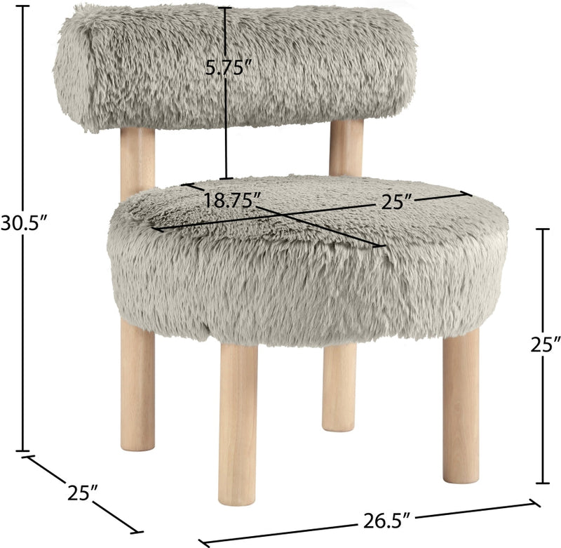 Ambre Vegan Shearling Fabric Upholstered Accent Chair in Taupe - 33064Taupe