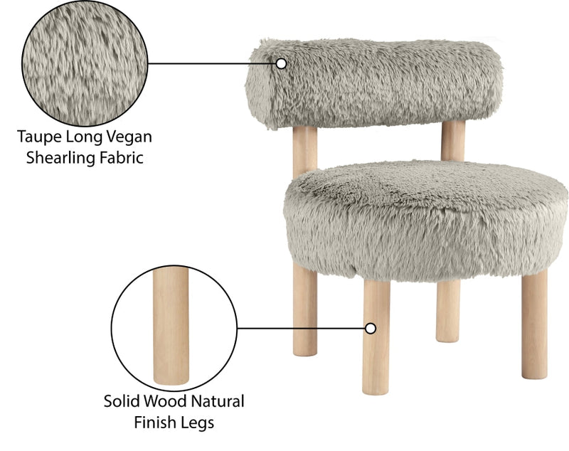 Ambre Vegan Shearling Fabric Upholstered Accent Chair in Taupe - 33064Taupe