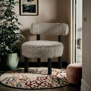Ambre Vegan Shearling Fabric Upholstered Accent Chair in Taupe - 33065Taupe