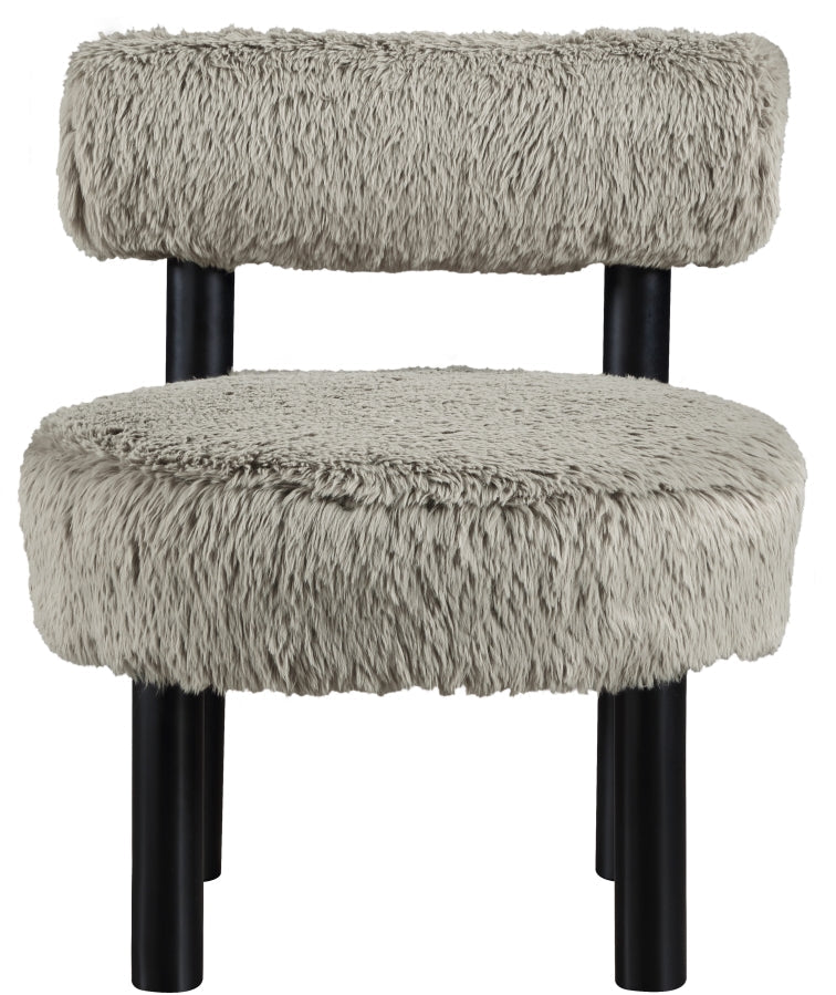 Ambre Vegan Shearling Fabric Upholstered Accent Chair in Taupe - 33065Taupe